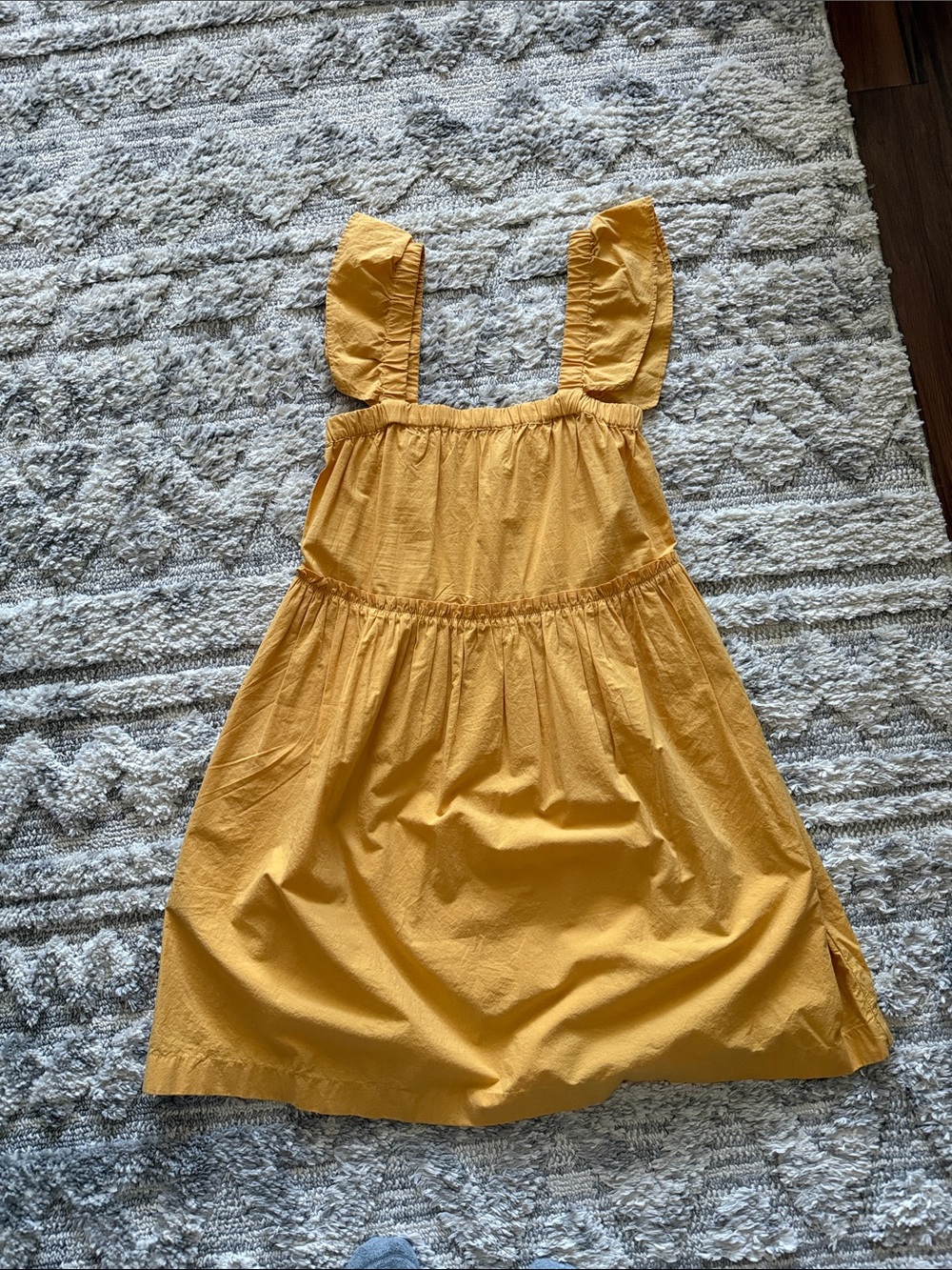 Madewell Mustard Yellow Ruffle-Shoulder Mini Dress